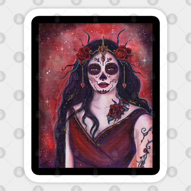 Day of the dead valentine art By Renee Lavoie Sticker by ReneeLLavoie